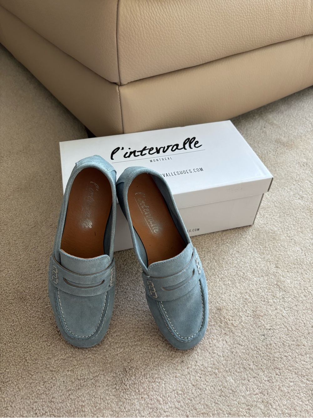 L'INTERVALLE Women’s Light Blue Suede Penny Loafers